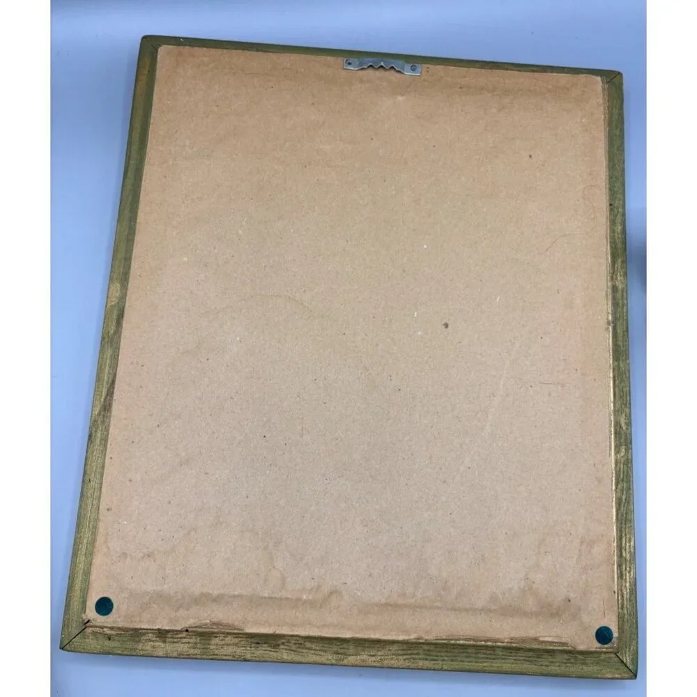 Vtg Botanical Art Framed Pressed Flower‎ Heart Green Wood Frame Wall Decor